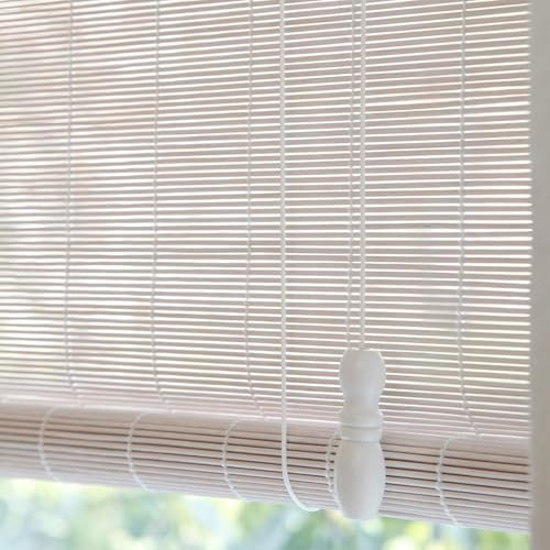 Retro Bambus Rollo Weiß Jalousine Bambusrollo,Individuell anpassen Bambus Raffrollo,Natur Holzrollos,Garten Terrasse Sonnenschutz und Sichtschutz Rollo Seitenzugrollo Für Fenster und Türen