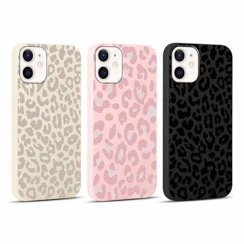 Yoedge 3 Stück Handyhülle für iPhone 12 Mini Hülle 5,4, Leopard Muster Frauen Mädchen Aesthetic Design Handyhülle Dünn Weich Schlanke Silikon TPU Flexible Stoßfest Schutzhülle für iPhone 12 Mini