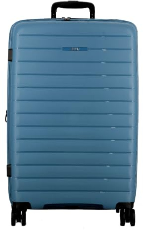 JUMP Valise médium 68 cm - Striper Bleu foncé | Extensible | +20% de volume|4 roues à 360° | Ultra Silencieuses|Organisation facile | 2 poches intérieures
