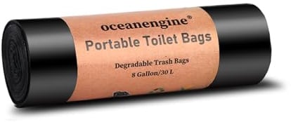 Tragbare Toilettenbeutel mit Kordelzug, 100 % kompostierbar, 20 l, Campingeimer, Toilettenbeutel, biologisch abbaubare Camping-Toiletten-Abfallbeutel, Camping-Töpfchenbeutel für tragbare Toiletten, 20