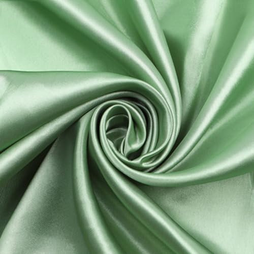 Anevous 500cm x150cm Satin Stoff, Einfarbig Stoffe zum Nähen, Kleiderstoff Dekostoff Meterware, Satinstoff zum Basteln, Bezugsstoff für Kleidung Vorhänge Tischdecken Deko,Hellgrün