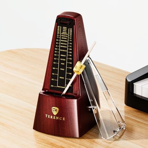 TERENCE Mechanisches Metronom Hochpräzises Metronom Lauter Ton, Geeignet für Klavier Violine Keyboard Bass Gitarre Guzheng Trommel Qinge Geeignet für Erwachsene, Kinder, Anfänger, Profi, Walnuss
