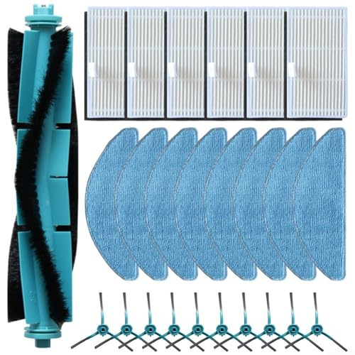 Staubsauger Ersatzset, Seitenbürsten Hauptbürste Filter Wischtücher für MEDION X41 SW Saugroboter Ersatzteile (B)