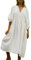 Acrawnni Women's Summer Loose Maxi Dress Solid Color 3/4 Sleeves Round-Neck Tie Front Long Tunic Dress Casual Boho Sundress (A-White, S)