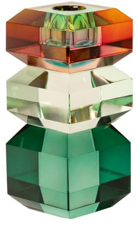 C'EST BON | Kristallhalter | Kerzenhalter | blaugrün, Hellminze, Pink Ombre | 14 x 6 x 6 cm