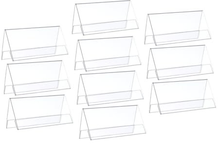 HOMSFOU 10pièces Porte-nom Acrylique Transparent Pour Bureau Support De Carte De Table Cadre De Signalisation Pour Réunion Conférence École
