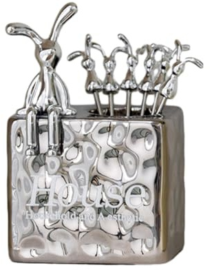 Stainless Steel Fruit Fork Set with Unique Holder Dessert Forks Cake Forks for Home Dining and Parties