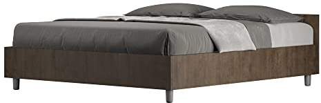 BS COM Letto matrimoniale contenitore doppia alzata 160x200 noce