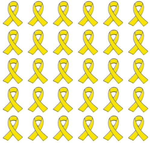 Ziyonix 30 Stück Gelbe Bandnadeln, Gelbe Schleife Anstecker Pin Bewusstseinsbänder Für Herzkrankheiten AIDS-Bewusstseins-Anstecknadeln Hoffnung Pins Emaille Schmuck Pins Für Frauen