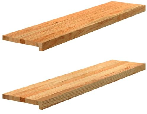 CIOURSTO Fensterbänke aus Massivem Eichenholz, 2-Teiliges Set, Natürliche Unbehandelte Leisten für Heimdekoration und Präsentation (110 x 25 x 2 cm)