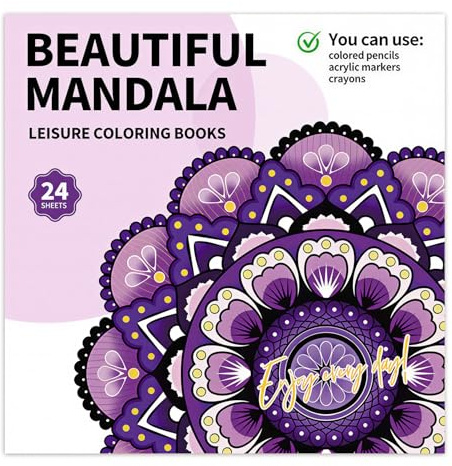 Malbuch Mandalas für Erwachsene, 24 Seiten Exquisite Muster Ausmalbuch, Einseitiger Druck Punktmalerei Coloring Book Adult, Malen Nach Zahlen Buch Erwachsene für Stress Abbauen und Entspannen