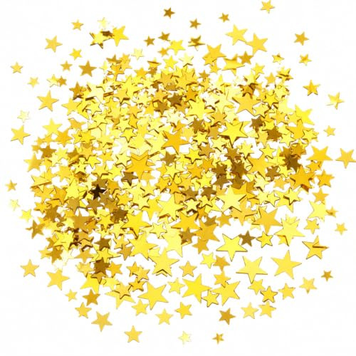 ENLACE 60g Goldene Sterne Konfetti, Streudeko Weihnachten, 2 Sternengrößen | Mini Sterne Streusterne Gold, Glitzersterne Konfetti Weihnachten, Streudeko Sterne Deko, Tischdeko Weihnachten Silvester