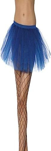 Smiffys Tutu-Unterrock, Blau, 4-lagig, 30 cm lang, Fieber-Tutu und Petticoat-Kostüm, Zubehör für Erwachsene