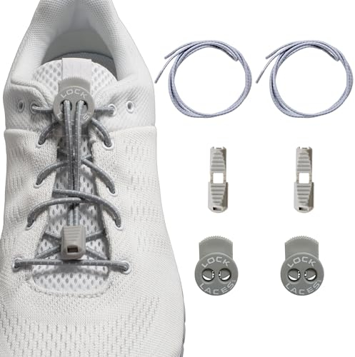 LOCK LACES Unisex's (Elastic Shoelace and Fastening System) (Grey), Cool Gray, 48-Inch