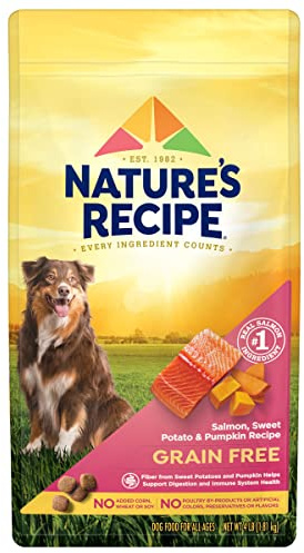 Nature's Recipe Grain Free Dry Dog Food, Salmon, Sweet Potato & Pumpkin Recipe, 4 lb. Bag