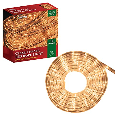 The Christmas Workshop 77620 10m White Colour Rope Lights with Speed Control Unit/Indoor & Outdoor Christmas Lights/Christmas, Weddings & Gardens