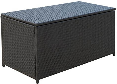 Outsunny Kissenbox Auflagenbox Gartenbox Polyrattan Garten Metall Braun L118 x B54 x H59cm