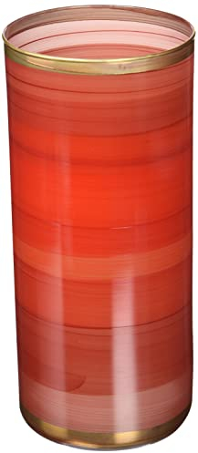 Angela neue Wiener Werkstaette Elegance Vase cylindrique en Verre Peint, orné d'or véritable, Forme cylindrique, Rouge, h = 25 cm, d = 11 cm