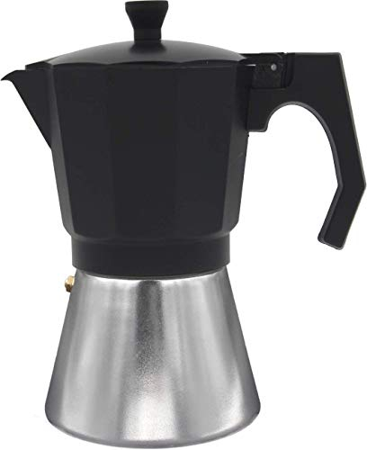 Bastilipo - Mokka induccion 6N, cafetera de aluminio/negro, 6 tazas, color aluminio, apta para induccion