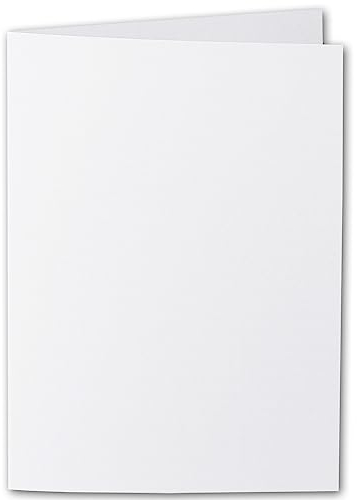 ARTOZ 150x DIN A5 Faltkarten - Blütenweiß (Weiß) gerippt 148 x 210 mm Klappkarten hochdoppelt - Blanko Doppelkarte mit 220 g/m² edle Egoutteur-Rippung