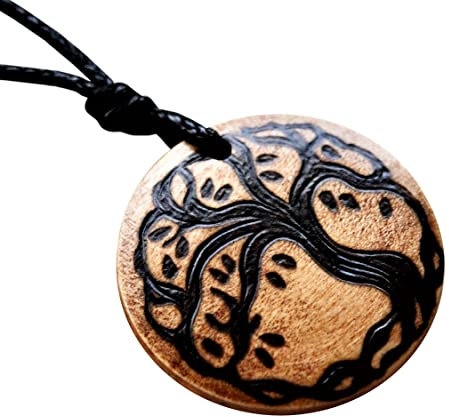 Tree of Life Necklace Wooden Handmade Spiritual Jewellery Mother Earth Pendant Wood Burning Pyrography Art