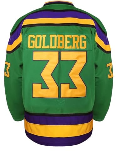 Villa Mighty Ducks Trikot #96 Charlie Conway #99 Adam Banks #33 Greg Goldberg #66 Gordon Bombay Film Hockeytrikot Weiß Grün, 33 Grün, XX-Large