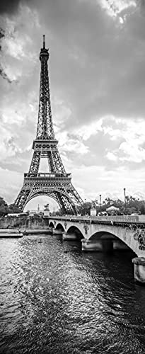 A.Monamour Türtapete Selbstklebend Türfolie Türposter 3D Eiffelturm Seine Fluss In Paris Vinyl Folie Türdeko Tapete Wandbild Türaufkleber Türtattoo 77 x 200 cm