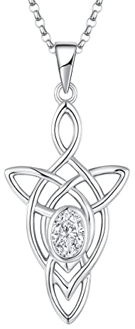 JO WISDOM Damen Kette Keltischem Knoten Silber 925 Halskette Anhänger mit 3A Zirkonia,Elbischer Schmuck für Mutter Tochter Frauen Mädchen,Schmuck für Frauen