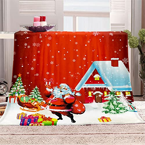 FANSU Kuscheldecke Flauschig Flanell Decke, 3D Drucken Microfaser Weich Warm Plüsch Fleecedecke Sofadecke Couchdecke Wohndecke Bettdecke Tagesdecke (Weihnachtsmann,130x150cm)