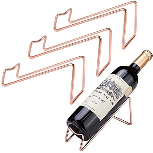 kaileyouxiangongsi Einfaches Weinregal, Tisch-Weinständer, Weinflaschenhalter, Geschenk für Küche, Heimdekoration (Roségold), 4 Stück