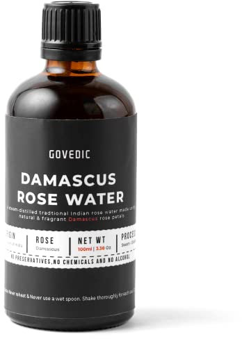 Govedic Pure Rose Water | 100% Food Grade | Skin Care | Steam-distilled Damascus Rose Water | 100 ml 3.38 Oz