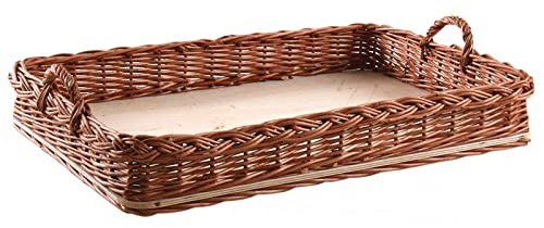 AUBRY GASPARD Plateau de Service en Osier Buff 48 x 33 x 9-14cm