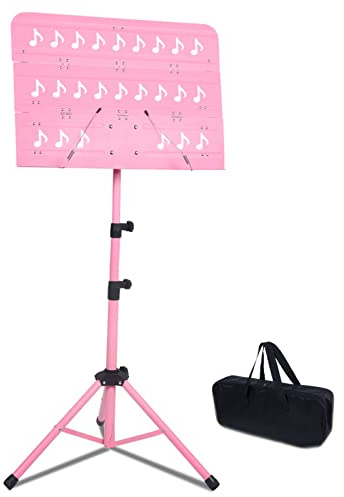 MLYY Notenständer Notenpult Rosa Notenständer für Mädchen-Spieler-Anfänger, Faltbares tragbares Universal Orchester Gitarre Violine Notenhalter, Konzertbühnenreisen