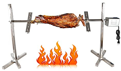 SENDERPICK Spiedo in acciaio inox, 53, con set di motore, morsetto per carne elettrico, 220 V, 15 W, carico massimo 30 kg