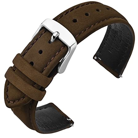 ANNEFIT Uhrenarmbänder für Herren 20mm, Vintage Nubuk Wildleder Weiches Leder mit Schnellverschluss (Dunkelbraun)