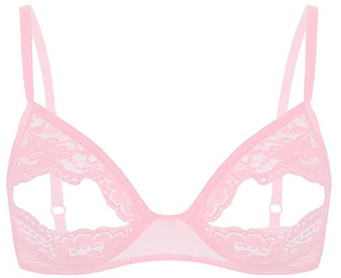 Alvivi Femme Soutien-Gorge Push Up Bra Lingerie Dentelle Transparent Brassière Redresse-Sein Sein Nu sous Vêtement Erotique S-5XL Rose XL