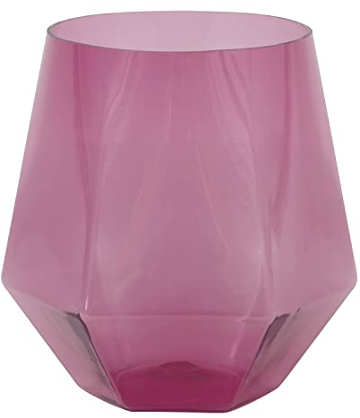 Unique- Bicchiere da Vino Riutilizzabile in Plastica Senza Stelo a Forma di Diamante-355 ml-Festa Moderna in Oro e Viola-1 Pezzo (Confezione da 1), Purple, 1 count (pack of 1), 26217