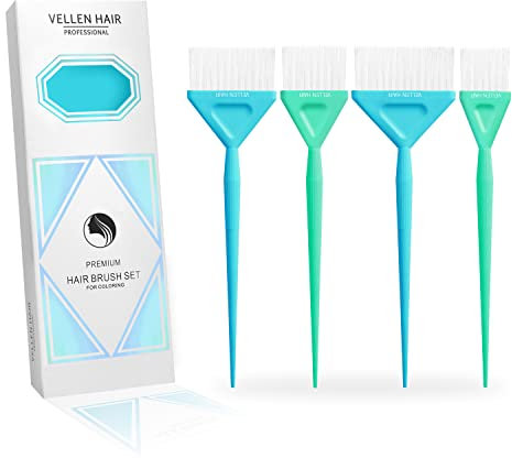 Vellen Hair Farbpinsel-Set, 4 verschiedene Größen für glatte Anwendung, perfekt für Haarfärbung und Balayage, wiederverwendbar und waschbar – blau/mintgrün