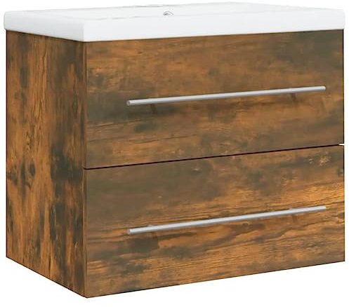 vidaXL Mobile Bagno con Lavabo Integrato Rovere Fumo Legno Multistrato