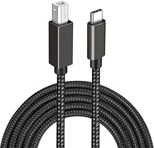 HCTian Cable de impresora USB C de 1.5m, Thunderbolt 3 tipo C macho a USB 2.0 B macho trenzado de nailon Cable escáner Compatible con MIDI, HP,Epson,Canon y otros dispositivos USB B