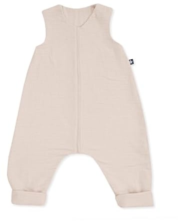 Julius Zöllner Schlafoverall Jumper Musselin 0,5 TOG Gr. 104 | 100% Baumwollmusselin | Oeko-TEX Standard 100 | Sand