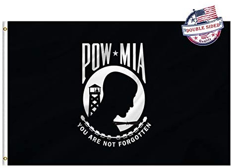Mosprovie Pow Mia Flagge, 12,7 x 20,3 cm, doppelseitig, strapazierfähig, 3-lagig, 2-seitig, super langlebig, 4 Reihen genähter Rand, Segeltuchkopf mit 2 Messingösen, You are Not Forgotten,