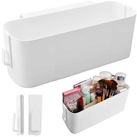 Anseom Bett Organizer zum Einhängen, Aufbewahrungskorb Schlafsaal Bett Hängen mit 2 Abnehmbarer Haken für Bücher und Zeitschriften Spielzeug-Handy-Headset, Weiß