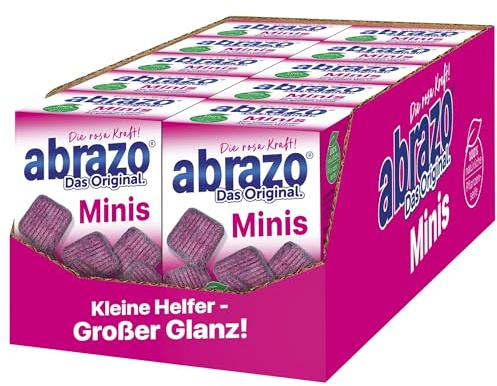 abrazo Minis - 160 Reinigungskissen 10x16 STK. für Töpfe, Grill, Backofen, Spülschwamm m. Veganer Pflanzenseife, Küchenschwamm, Reinigungsschwamm
