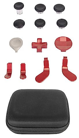 Kit de Thumbsticks Metálicos para One Elite Series 2, 13 en 1 Thumbsticks de Repuesto con 6 Joysticks Magnéticos Intercambiables, 4 Paddles, 2 D-Pads, 1 Herramienta de Ajuste (Rojo)