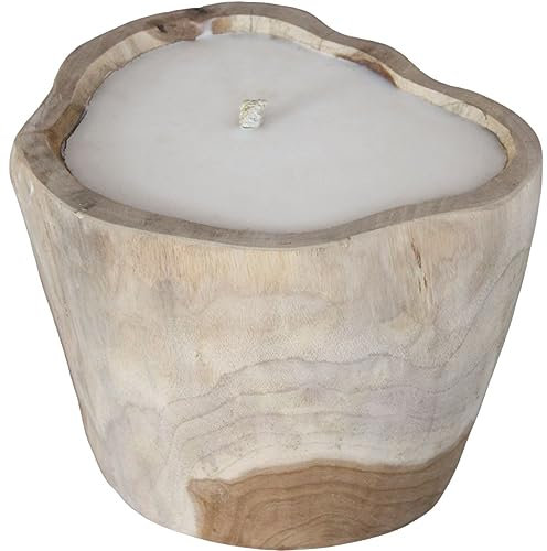 Outdoor-Kerze aus Teakholz, natur unbehandelt ca. 20cm unikat