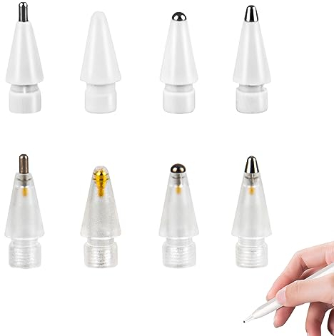 Puntas para Apple Pencil, 8 Pack Apple Pencil de 1ª/2ª generación, Puntas de lápiz de 0.78 mm, Accesorios de Protección, Puntas de Silicona,Blanco