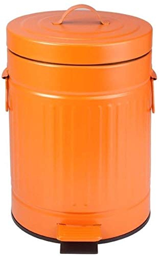 Poubelle Litre Poubelles, Style Rétro Ménage Salon Poubelle À Pédale Orange/Violet Creative Salle De Bains Recyclage Poubelles Facile À Nettoyer (Taille: 12L, Couleur: Orange) (Orange 12L)