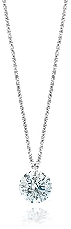 Labordiamant Halskette 0,50ct VVSI – 14K Weißgold – Damen Diamantkette – Schwebender Diamant – Lucoro