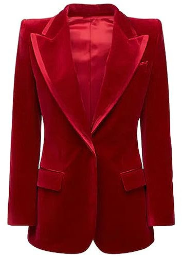 Kromoc Donna Blazer in Velluto con Risvolto a Picco per la Cena Cappotto da Abito Quotidiano